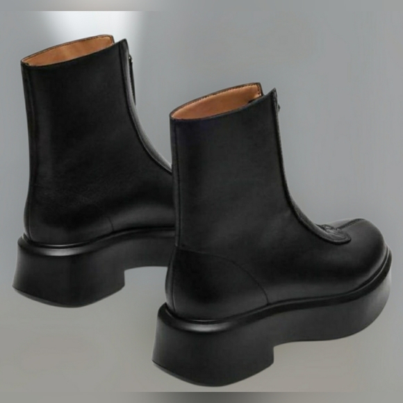 Moto 8.5 Preppy Boho Platform Whimsigoth Grunge Black Leather Ankle Boots New - Picture 6 of 10